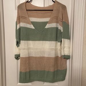 V-Neck Light Weight Short Sleeve Sweater